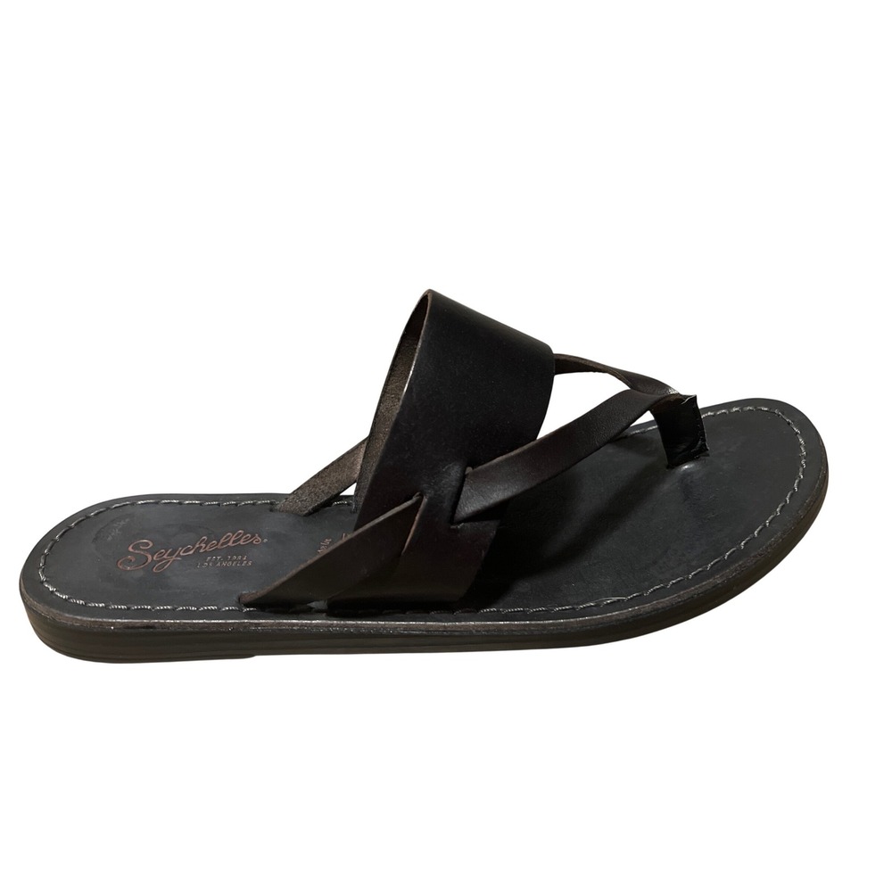 Seychelles Leather Thong Sandals Brown Flat Slide Womens 7.5 Boho Casual Beach